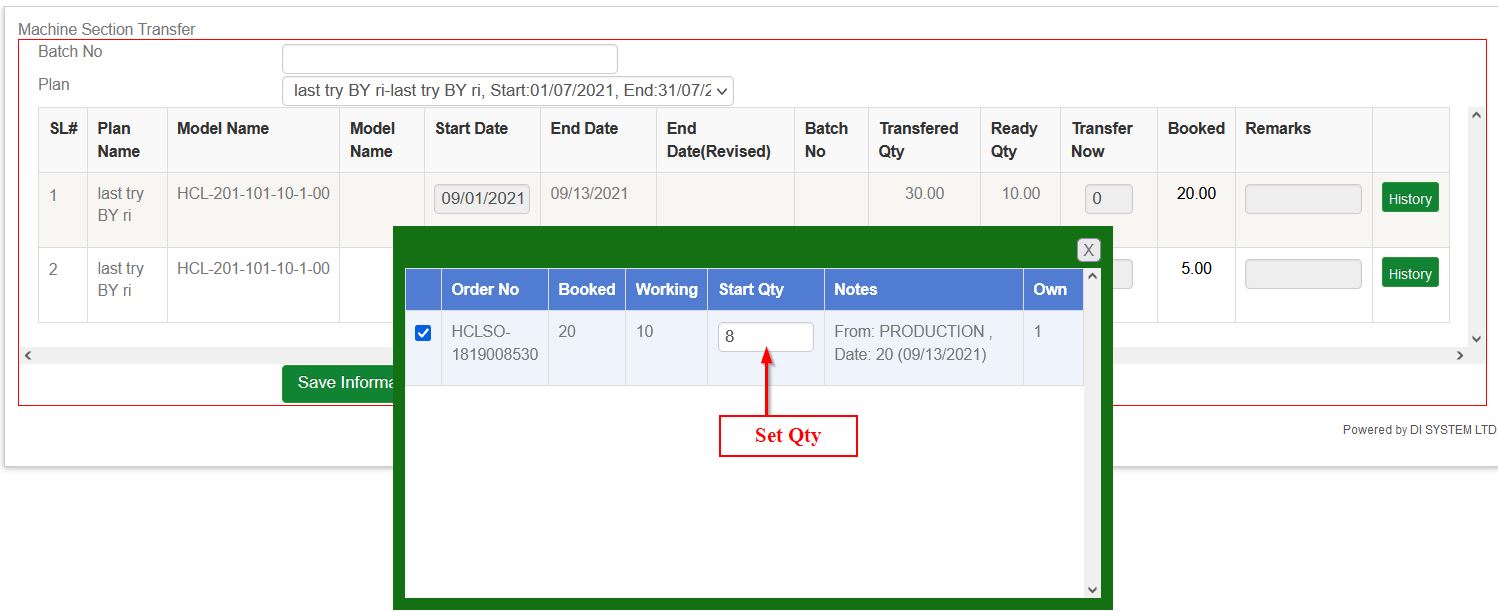 Machine Section Transfer